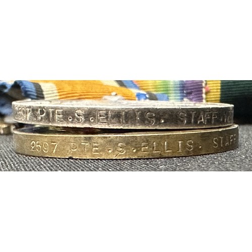 2007 - WW1 British Medal Group to 2597 TPTR S Ellis, Staffordshire Yeomanry comprising of 1914-15 Star, Bri... 