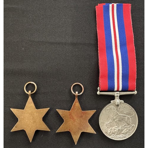 2022 - WW2 British 1939-45 Star, Burma Star and War Medal. No ribbons to both Stars.