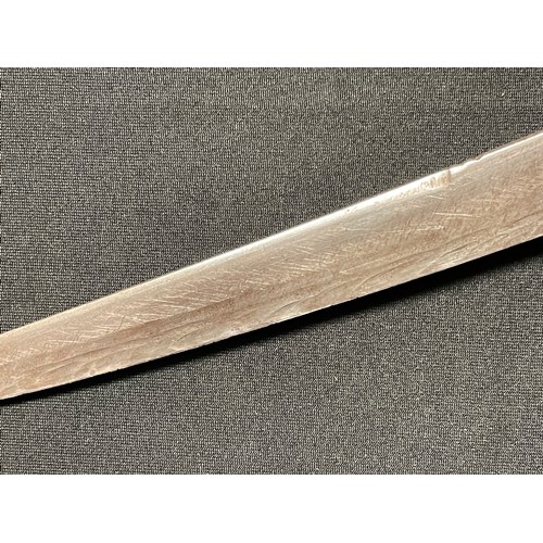 2042 - A Middle Eastern/African dagger, 18.5cm blade with armourer's mark, wire-bound wooden grip, leather ... 