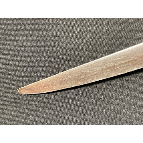 2042 - A Middle Eastern/African dagger, 18.5cm blade with armourer's mark, wire-bound wooden grip, leather ... 