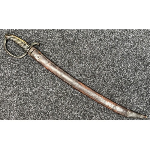 2045 - French Model 1804 Bording Cutlass with curved single edged blade 595mm in length, maker marked 