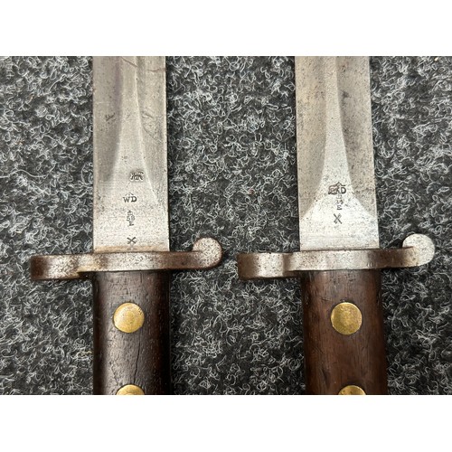 2049 - Boer War Lee Metford Bayonets x 2. Both without scabbards. Double edged blades 
approx. 300mm in len... 