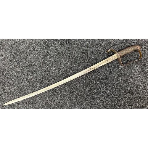 2051 - Austro-Hungarian M1861 officers sword with single edged fullered blade 755mm in length. Retailer mar... 