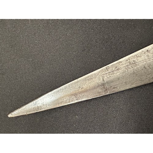 2055 - African Dagger with double edged blade 290 mm in length. Leather bound grip. Overall length 430 mm. ... 