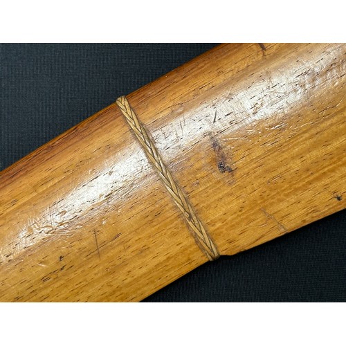 2059 - Indonesian Golok with single edged blade 270mm in length. Marked with three stars. Wooden grip in th... 