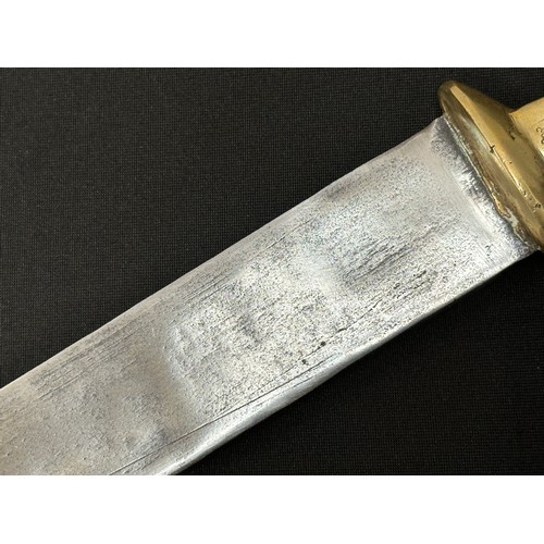 2060 - Dagger with double edged blade with punch mark decoration, 364mm in length. Cast brass grip. Overall... 