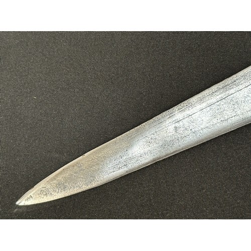 2060 - Dagger with double edged blade with punch mark decoration, 364mm in length. Cast brass grip. Overall... 