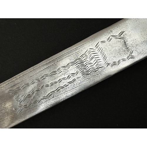 2060 - Dagger with double edged blade with punch mark decoration, 364mm in length. Cast brass grip. Overall... 