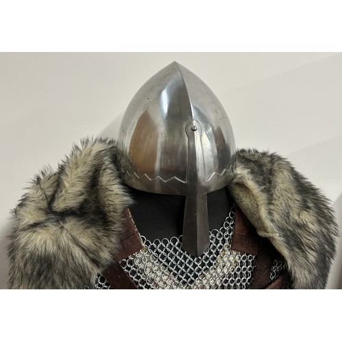 2061 - Set of Replica Dark Age Warrior's Armour comprising of a Suit of Chain Mail Haubergeon Body Armour, ... 