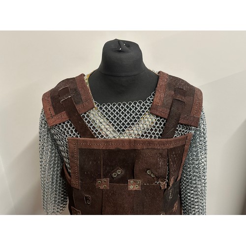 2061 - Set of Replica Dark Age Warrior's Armour comprising of a Suit of Chain Mail Haubergeon Body Armour, ... 