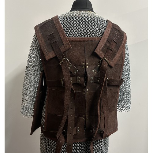 2061 - Set of Replica Dark Age Warrior's Armour comprising of a Suit of Chain Mail Haubergeon Body Armour, ... 