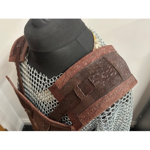 2061 - Set of Replica Dark Age Warrior's Armour comprising of a Suit of Chain Mail Haubergeon Body Armour, ... 