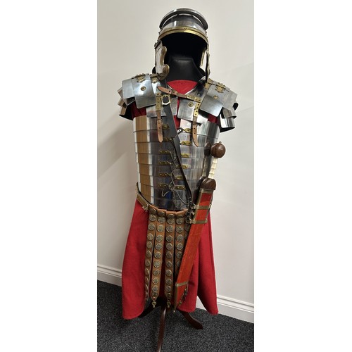 2062 - Set of Replica Roman Legionary Armour comprising of Imperial Gallic style helmet, Corbridge pattern ... 