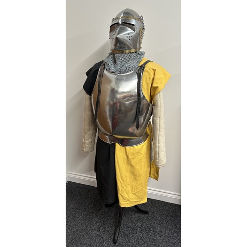 2066 - Replica 15th/16th Century Armour comprising of a Gambeson Padded Jacket, Yellow and Black Tabard, St... 