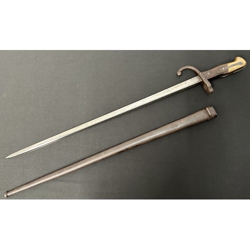 2068 - French Gras Bayonet with single edged blade 520mm in length. Maker marked and dated to spine of blad... 