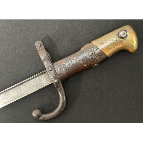 2068 - French Gras Bayonet with single edged blade 520mm in length. Maker marked and dated to spine of blad... 