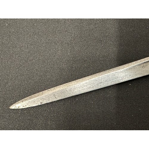 2068 - French Gras Bayonet with single edged blade 520mm in length. Maker marked and dated to spine of blad... 