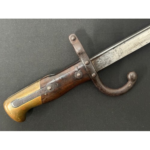 2068 - French Gras Bayonet with single edged blade 520mm in length. Maker marked and dated to spine of blad... 