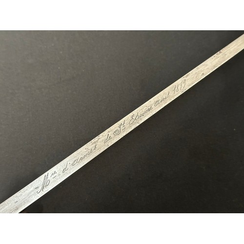 2068 - French Gras Bayonet with single edged blade 520mm in length. Maker marked and dated to spine of blad... 