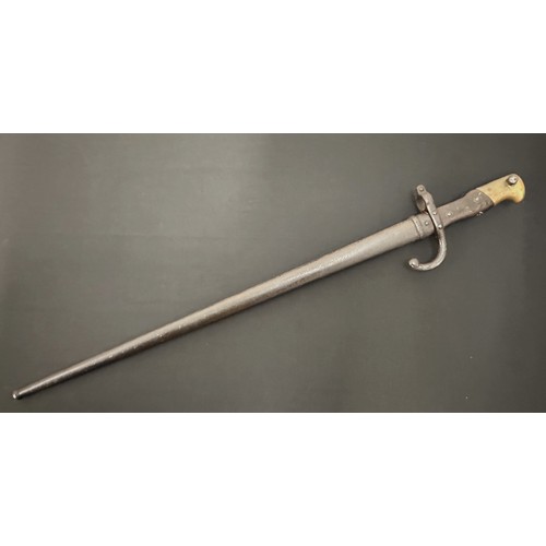 2068 - French Gras Bayonet with single edged blade 520mm in length. Maker marked and dated to spine of blad... 