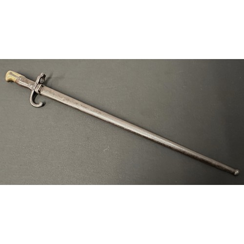 2068 - French Gras Bayonet with single edged blade 520mm in length. Maker marked and dated to spine of blad... 