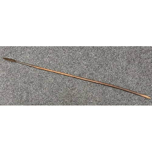 2073 - 19th Century African Short Spear 1360mm in length. Double edged iron point 125mm in length.