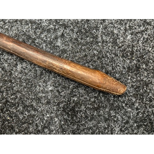 2073 - 19th Century African Short Spear 1360mm in length. Double edged iron point 125mm in length.