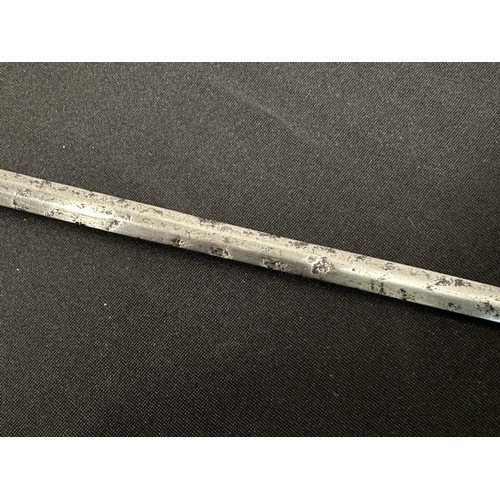 2076 - Rapier Sword with fullered double edged blade 792mm in length, marked 