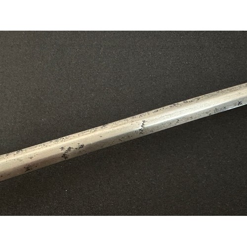 2076 - Rapier Sword with fullered double edged blade 792mm in length, marked 