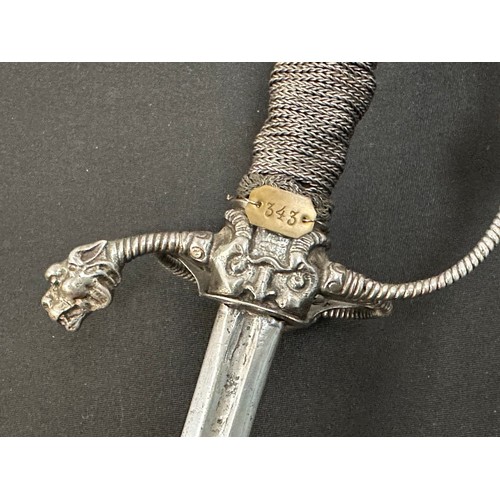 2076 - Rapier Sword with fullered double edged blade 792mm in length, marked 