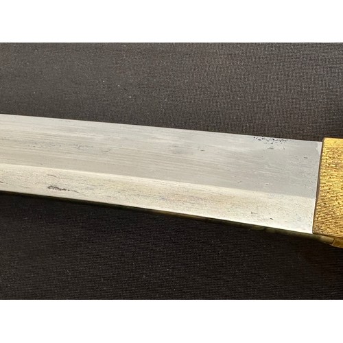 2082 - Japanese Katana Sword with single edged blade 755mm in length with Hamon line to the cutting edge. T... 