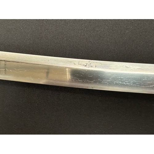 2082 - Japanese Katana Sword with single edged blade 755mm in length with Hamon line to the cutting edge. T... 