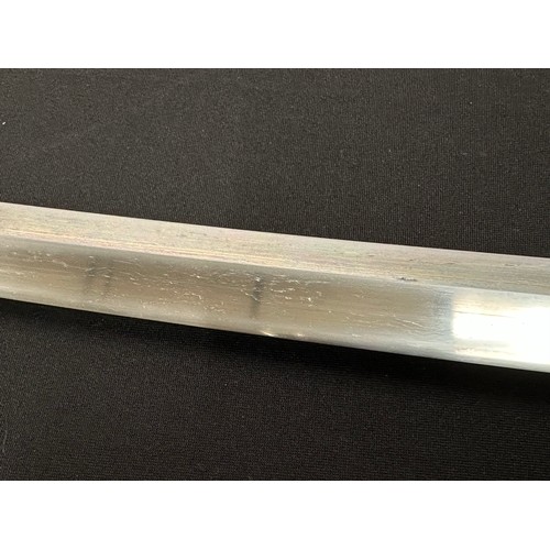 2082 - Japanese Katana Sword with single edged blade 755mm in length with Hamon line to the cutting edge. T... 