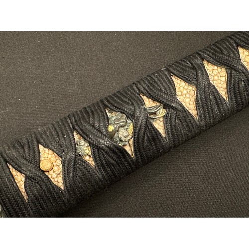 2084 - Japanese Wakizashi Sword with single edged blade 407mm in length with good Hamon line to the cutting... 