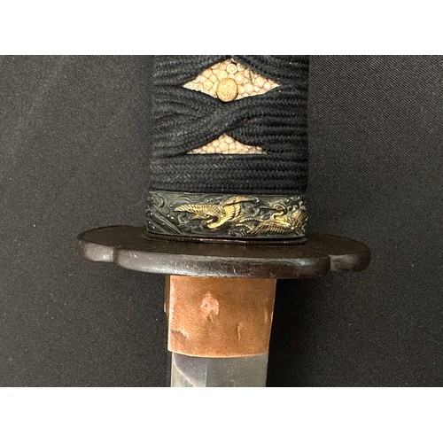 2084 - Japanese Wakizashi Sword with single edged blade 407mm in length with good Hamon line to the cutting... 