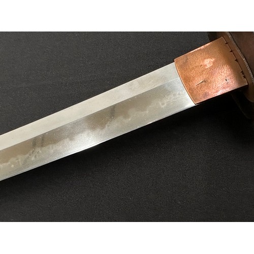 2084 - Japanese Wakizashi Sword with single edged blade 407mm in length with good Hamon line to the cutting... 