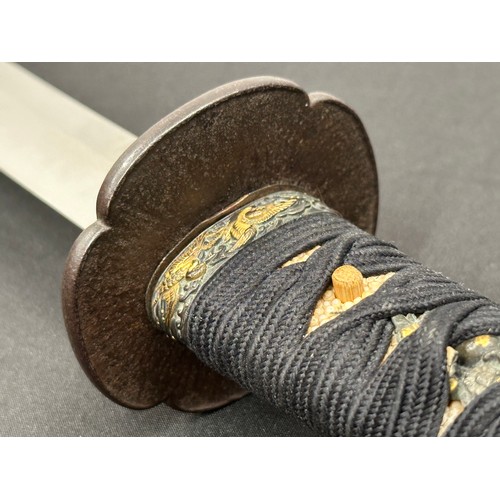 2084 - Japanese Wakizashi Sword with single edged blade 407mm in length with good Hamon line to the cutting... 