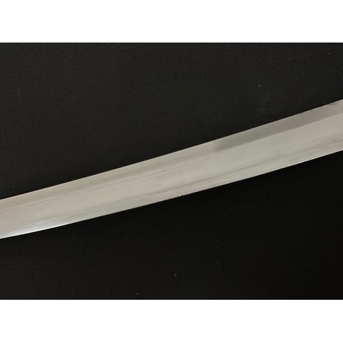 2085 - Japanese Wakizashi Sword with single edged blade 370mm in length with faint almost straight Hamon li... 