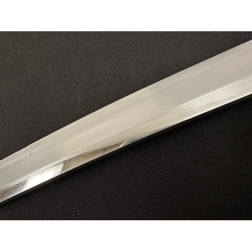 2085 - Japanese Wakizashi Sword with single edged blade 370mm in length with faint almost straight Hamon li... 