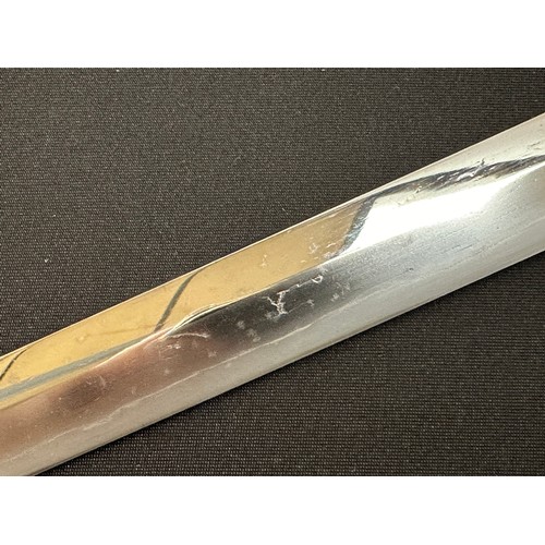 2087 - Japanese Wakizashi Sword Blade, 599mm in length, Hamon line to the cutting edge. Tang is unsigned. W... 