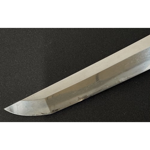 2088 - Japanese Wakizashi Sword with single edged blade 540mm in length. Hamon line to cutting edge. Some c... 