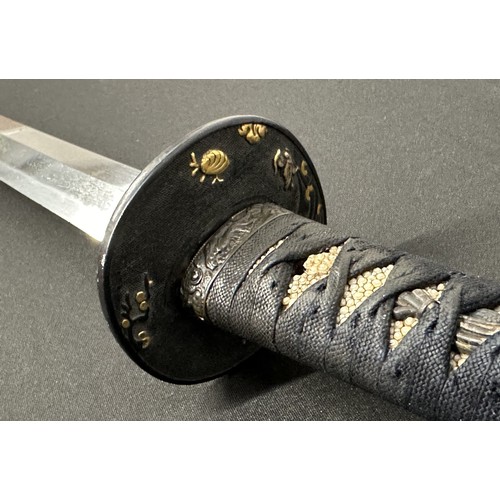 2088 - Japanese Wakizashi Sword with single edged blade 540mm in length. Hamon line to cutting edge. Some c... 