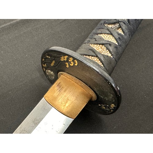 2088 - Japanese Wakizashi Sword with single edged blade 540mm in length. Hamon line to cutting edge. Some c... 