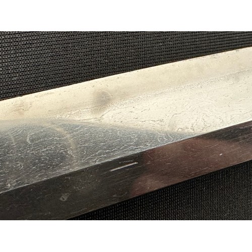 2088 - Japanese Wakizashi Sword with single edged blade 540mm in length. Hamon line to cutting edge. Some c... 