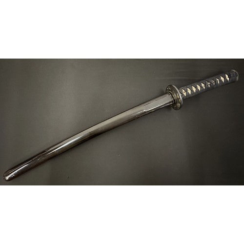 2088 - Japanese Wakizashi Sword with single edged blade 540mm in length. Hamon line to cutting edge. Some c... 