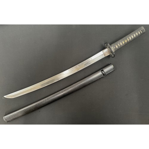 2090 - Japanese Wakizashi Sword with single edged blade 555mm in length. Edge of blade which has been sharp... 