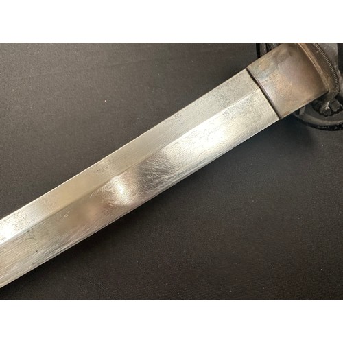 2090 - Japanese Wakizashi Sword with single edged blade 555mm in length. Edge of blade which has been sharp... 