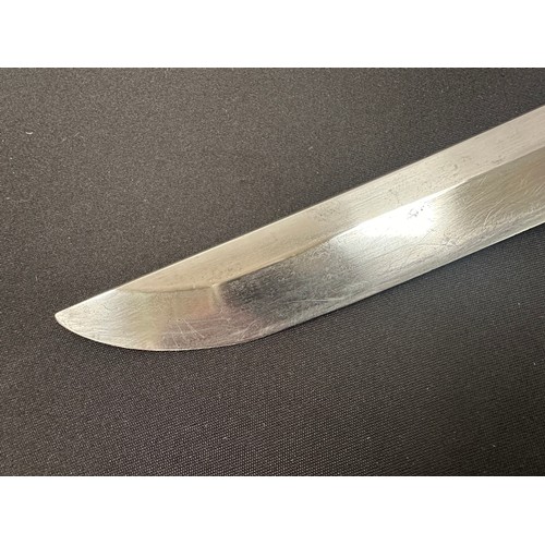 2090 - Japanese Wakizashi Sword with single edged blade 555mm in length. Edge of blade which has been sharp... 