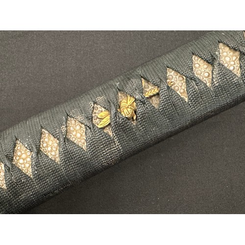 2090 - Japanese Wakizashi Sword with single edged blade 555mm in length. Edge of blade which has been sharp... 