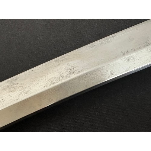 2090 - Japanese Wakizashi Sword with single edged blade 555mm in length. Edge of blade which has been sharp... 